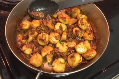 Fresh Sea Scallops with Butter, Garlic, Green Onions, and Bacon